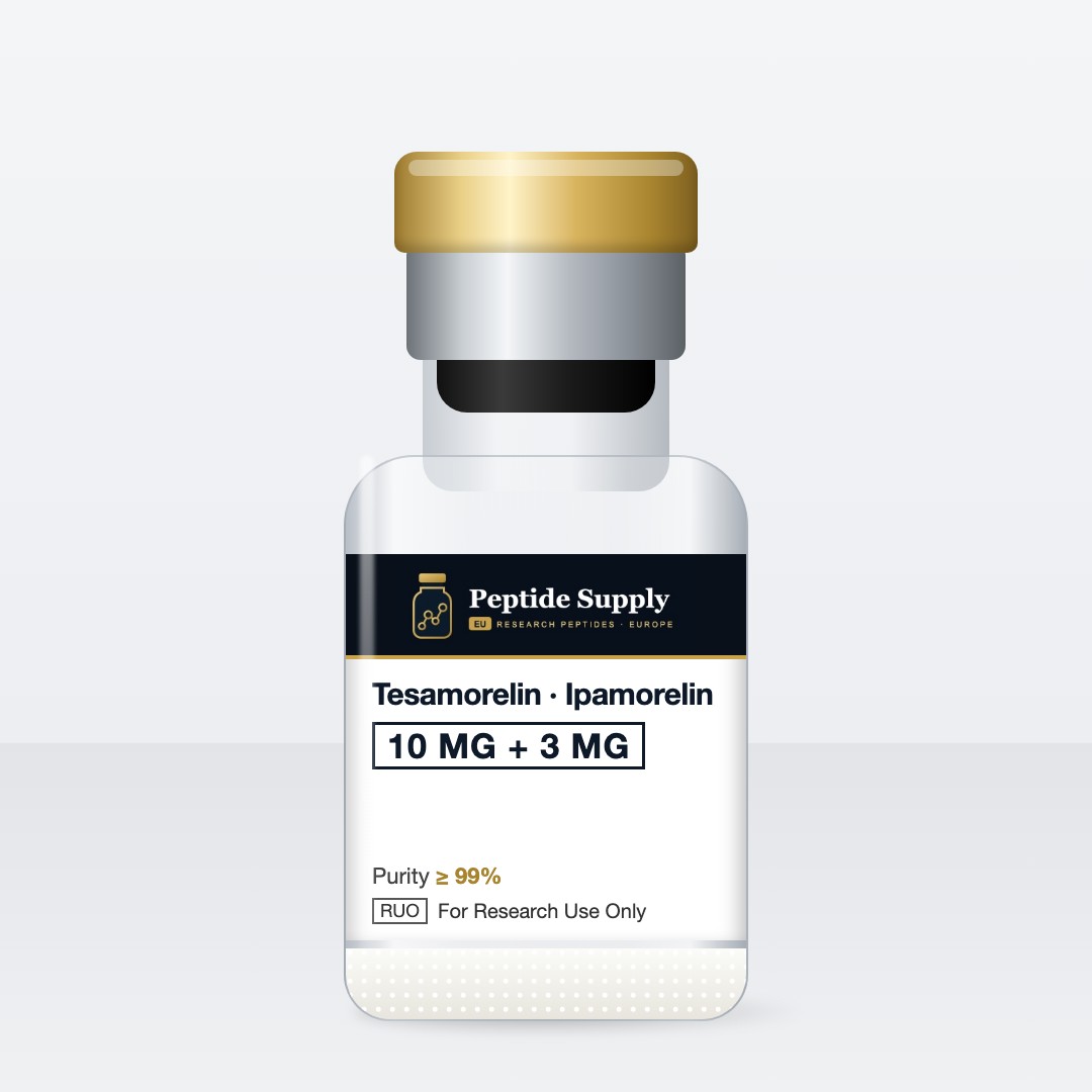 Tesamorelin (10 mg) · Ipamorelin (3 mg) (Blend) research peptide vial – Peptide Supply EU